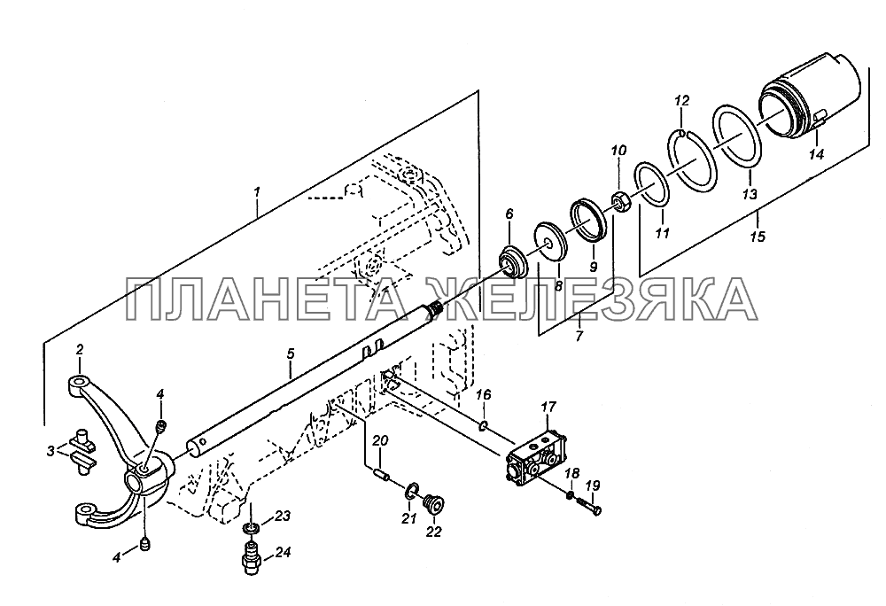 Механизм управления демультипликатором КамАЗ-6522 (Euro-2, 3)